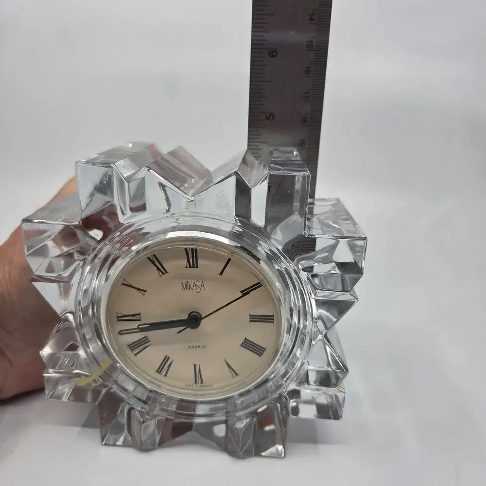 Mikasa Austria Crystal Quartz Desk Clock Art Deco Style Made in Germany Works